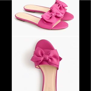 Dark peony satin bow slides jcrew